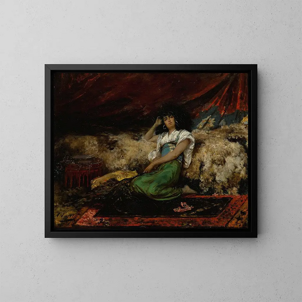 Le éventail de paon - Georges Jules Victor Clairin — inramlat konstverk på väggen