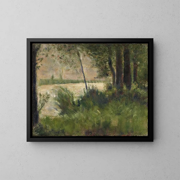Bord de rivière herbeux - Georges Seurat — inramlat konstverk på väggen