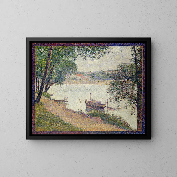 grått väder vid Grande Jatte - Georges Seurat — inramlat konstverk på väggen