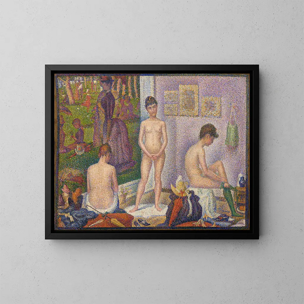 Les poseuses ensemble - Georges Seurat — inramlat konstverk på väggen