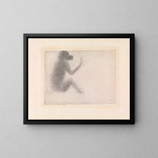 Singe assis - Georges Seurat — inramlat konstverk på väggen