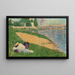 La Seine med Kläder på Stranden, Studie för Badhus vid Asnières - Georges Seurat — inramlat konstverk på väggen