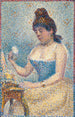 ung kvinna som puder - Georges Seurat — vy av konstverket