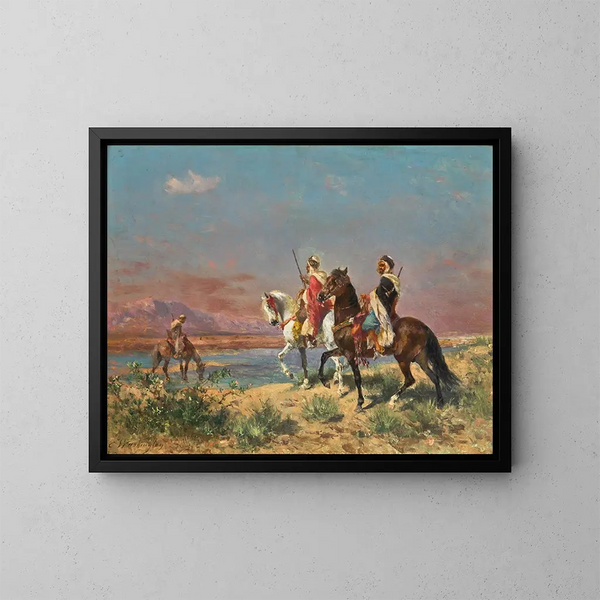 Cavaliers dans un paysage - Georges Washington — inramlat konstverk på väggen