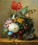 stilleben med blommor och ett fågelbo - Georgius Johannes Jacobus van Os — vy av konstverket