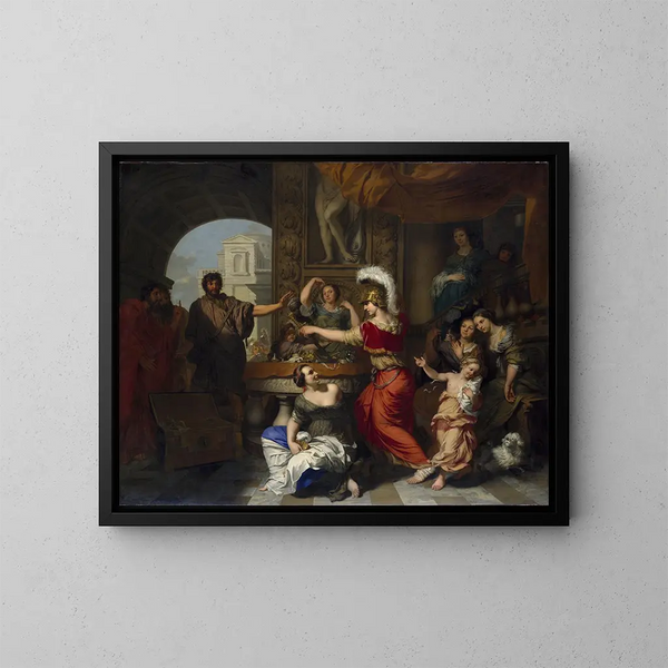 Achille erkänd av Ulysses vid Lycomède's hov - Gerard de Lairesse — inramlat konstverk på väggen