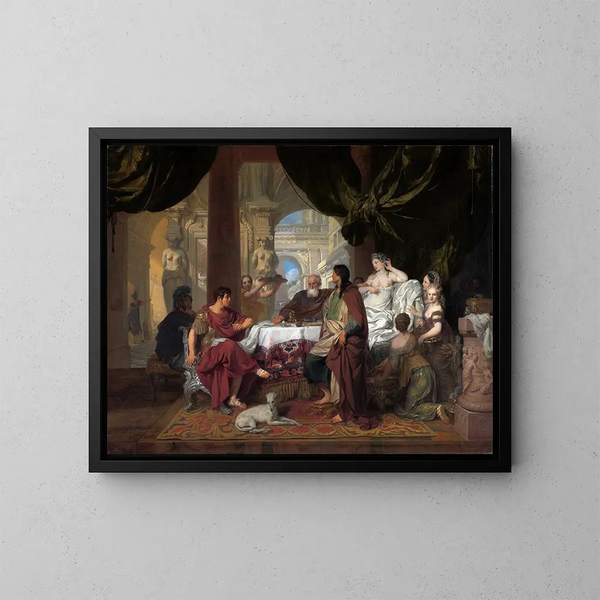 Le banquet de Cléopâtre - Gerard de Lairesse — inramlat konstverk på väggen