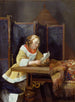 En dam som läser ett brev i Nederländerna - Gerard ter Borch — vy av konstverket
