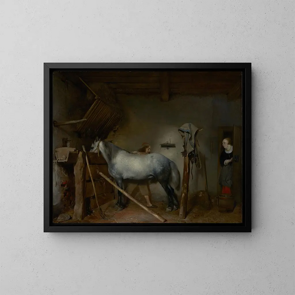 Stallet - Gerard ter Borch — inramlat konstverk på väggen