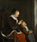 La chasse aux poux - Gerard ter Borch — vy av konstverket