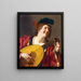 En kvinna som spelar lut - Gerard van Honthorst — inramlat konstverk på väggen