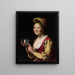 glad flicka, en kurtisan som håller en obscen bild - Gerard van Honthorst — inramlat konstverk på väggen