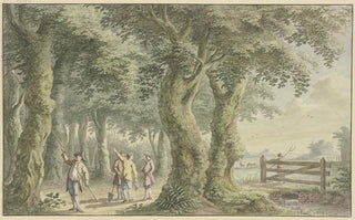 Gerard van Rossum - Landschaft mit Bumen Weidegatter und Figuren.webp