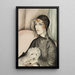 Ung dam med svart cloche-hatt och liten vit hund - Gerda Wegener — inramlat konstverk på väggen