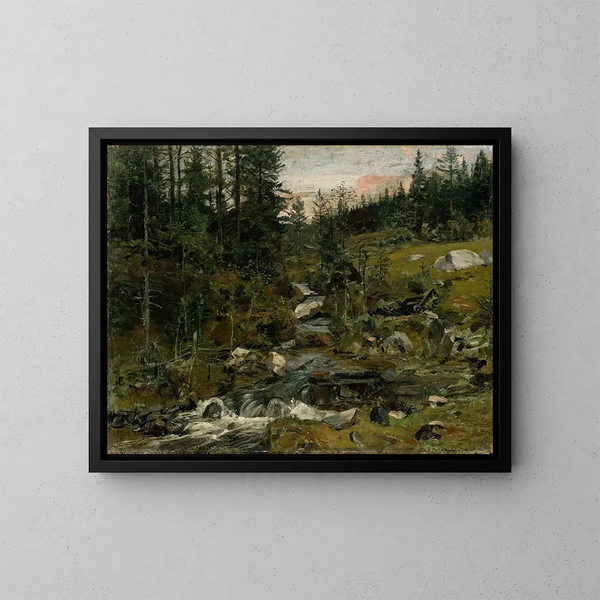Ruisseau au crépuscule - Gerhard Munthe — inramlat konstverk på väggen