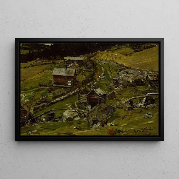 Ferme dans le Valdres - Gerhard Munthe — inramlat konstverk på väggen
