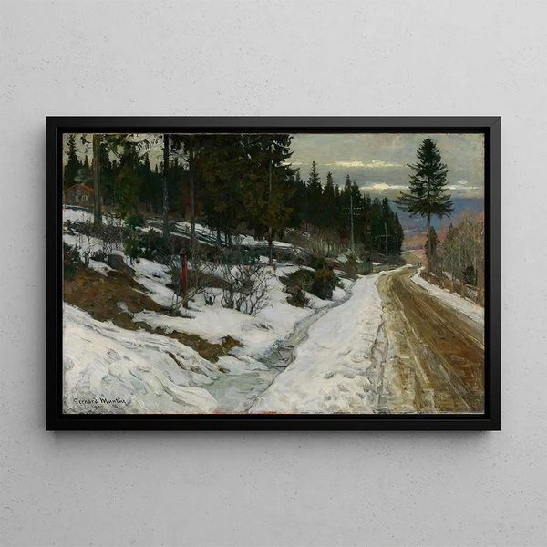 Vinter i Nittedal - Gerhard Munthe — inramlat konstverk på väggen