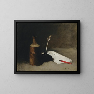 GermainThodore Ribot - Still Life With Bottle Inkpot And Letter.webp