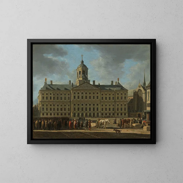 L'Hôtel de Ville på Damplatsen i Amsterdam - Gerrit Adriaensz Berckheyde — inramlat konstverk på väggen
