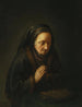 Äldre kvinna i bön - Gerrit Dou — vy av konstverket