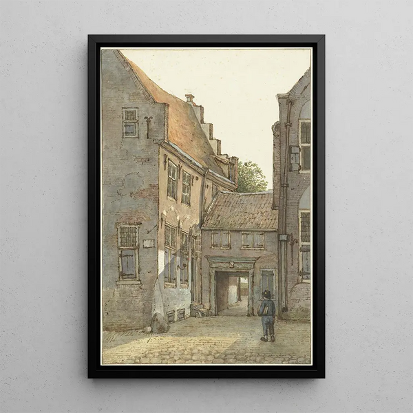 Gerrit Lamberts - Gezicht op de ingang van de Latijnse school de St Hieronymusschool aan de Kromme Nieuwegracht te Utrecht.webp