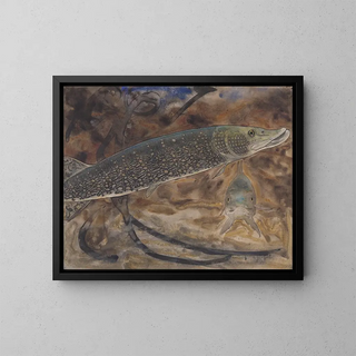 Gerrit Willem Dijsselhof - Twee Snoeken in een aquarium van opzij en van voren gezien.webp