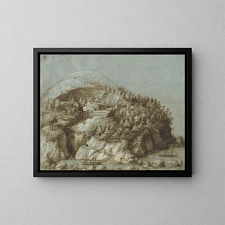 Gherardo Cibo - Hilly Landscape with Ships.webp