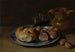 Naturstilleben med brød, salami och nötter - Giacomo Ceruti — vy av konstverket