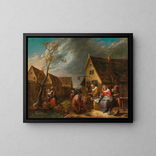 Gillis van Tilborgh - A Merry Company Of Peasants In Front Of A Tavern.webp