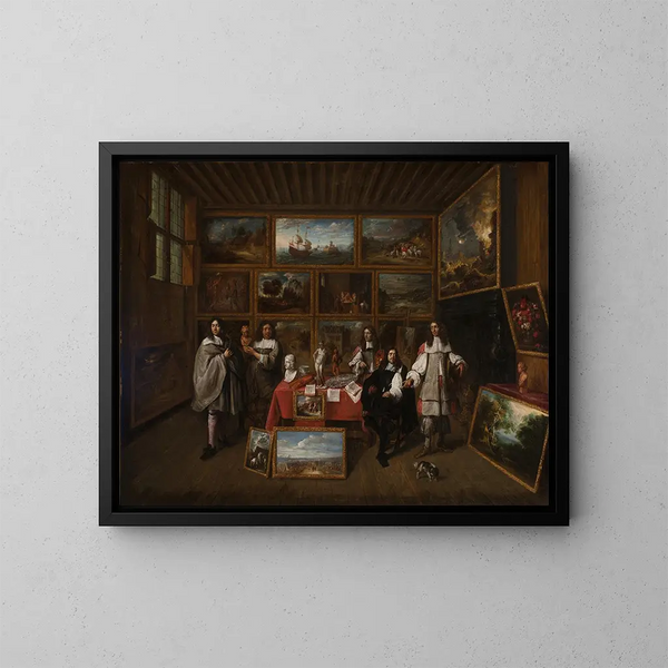 En konstgalleri av målningar - Gillis van Tilborgh — inramlat konstverk på väggen