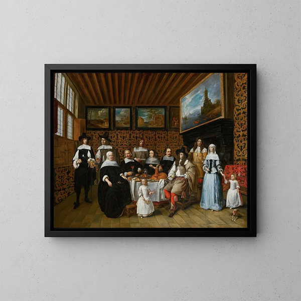 Familjeporträtt - Gillis van Tilborgh — inramlat konstverk på väggen