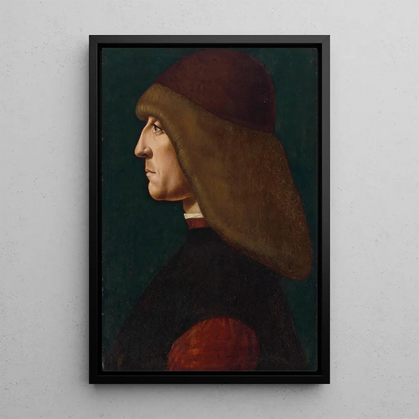 Porträtt av en gentleman - Giovanni Ambrogio de Predis — inramlat konstverk på väggen