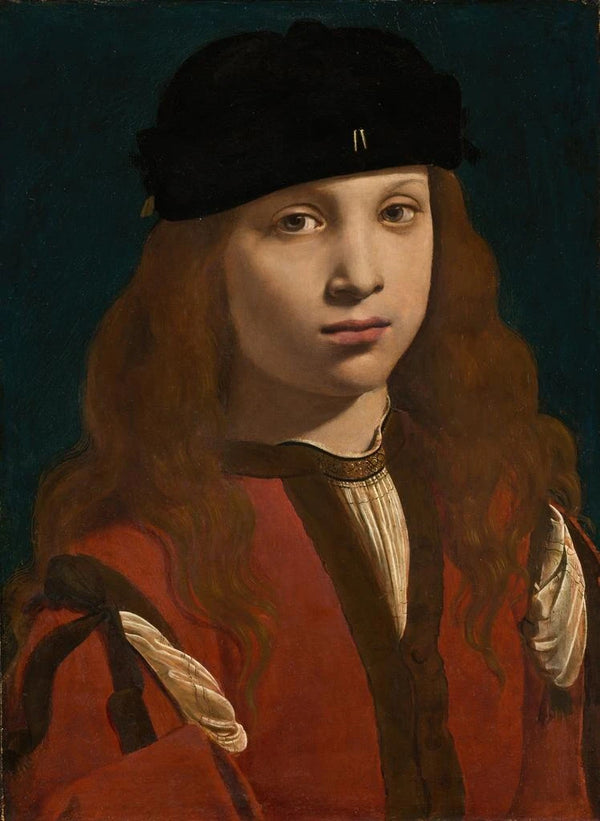 Portrait av en ung man - Giovanni Antonio Boltraffio — inramlat konstverk på väggen