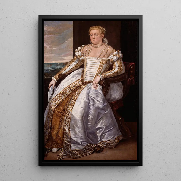 Portrait av en dam - Giovanni Antonio Fasolo — inramlat konstverk på väggen
