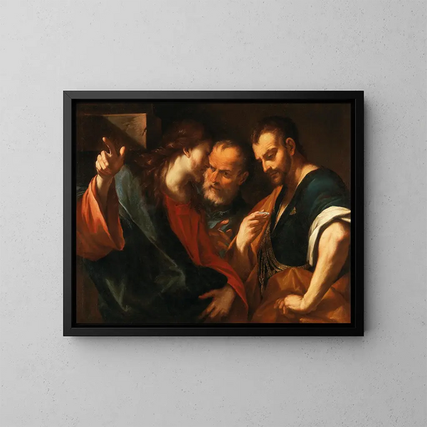 L'Argent de la dîme - Giovanni Battista Beinaschi — inramlat konstverk på väggen