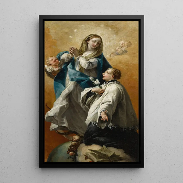 La Vierge en gloire avec Saint Louis de Gonzague - Giovanni Battista Canal — inramlat konstverk på väggen
