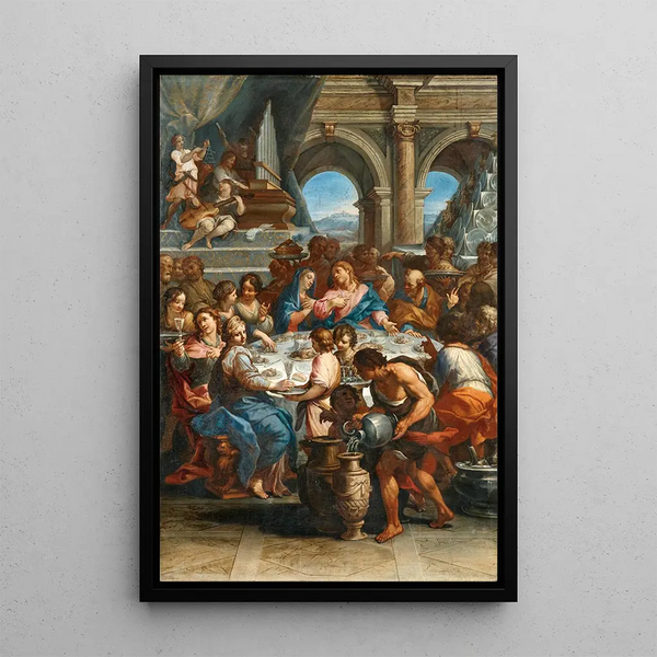 Les Noces de Cana - Giovanni Battista Lenardi — inramlat konstverk på väggen
