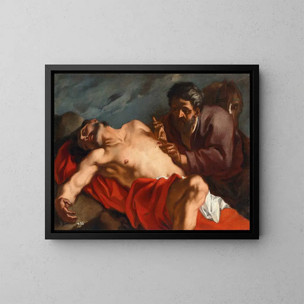 Le Bon Samaritain - Giovanni Battista Piazzetta — inramlat konstverk på väggen