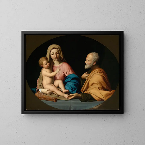 La Sainte Famille - Giovanni Battista Salvi da Sassoferrato — inramlat konstverk på väggen
