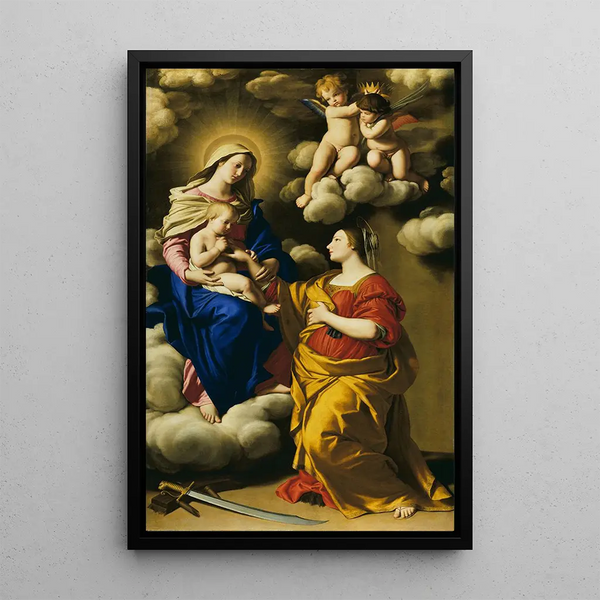 Le Mariage mystique de Sainte Catherine - Giovanni Battista Salvi da Sassoferrato — inramlat konstverk på väggen
