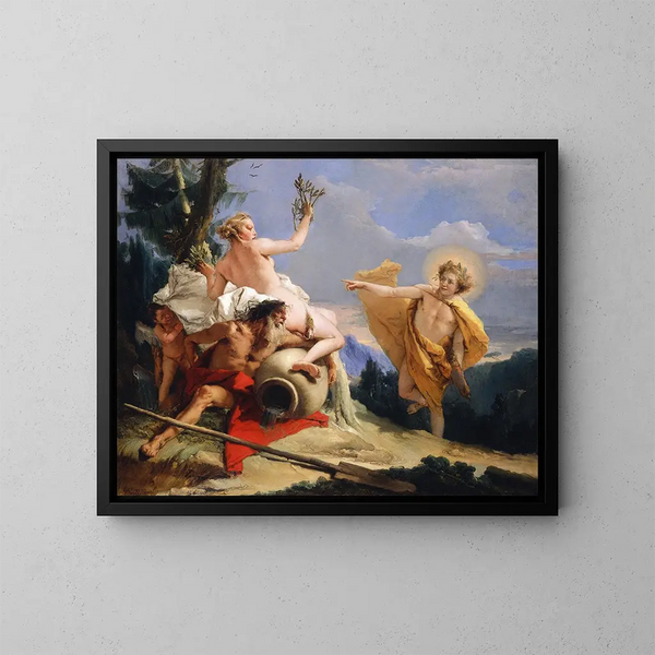 Apollon jagar Daphné - Giovanni Battista Tiepolo — inramlat konstverk på väggen