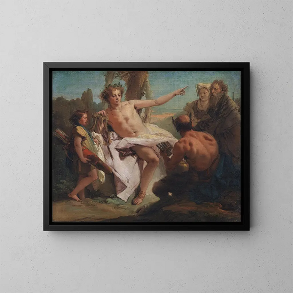 Apollon och Marsyas - Giovanni Battista Tiepolo — inramlat konstverk på väggen
