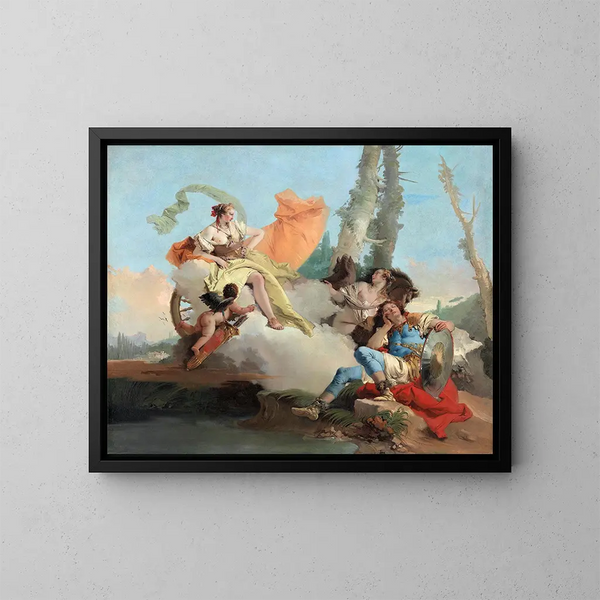 Armide möter den sovande Renaud - Giovanni Battista Tiepolo — inramlat konstverk på väggen