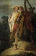 Ung man med båge och stort pilarbåge och hans följeslagare med en sköld - Giovanni Battista Tiepolo — vy av konstverket
