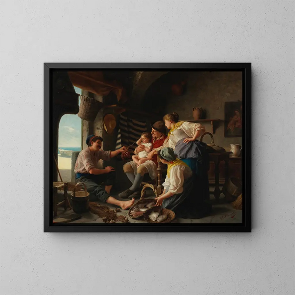 Tre generationer - Giovanni Battista Torriglia — inramlat konstverk på väggen