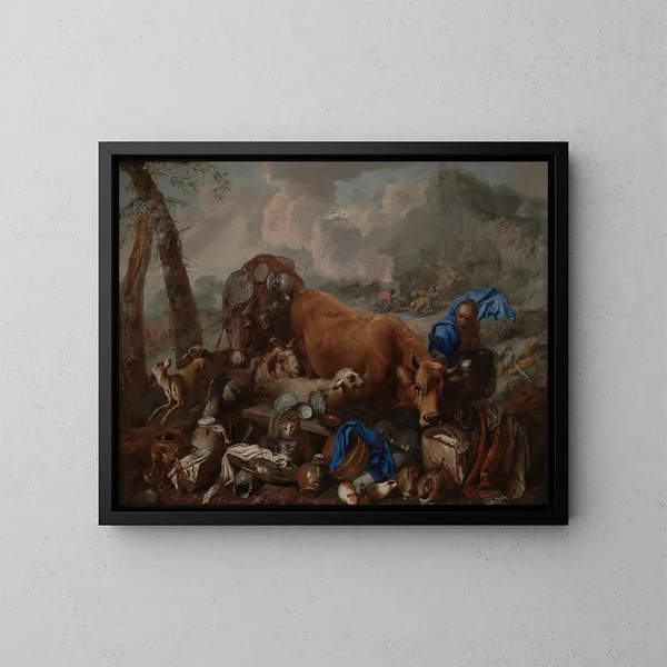 Le sacrifice de Noé après le déluge - Giovanni Benedetto Castiglione — inramlat konstverk på väggen