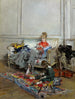 Ung kvinna som virkar - Giovanni Boldini — vy av konstverket
