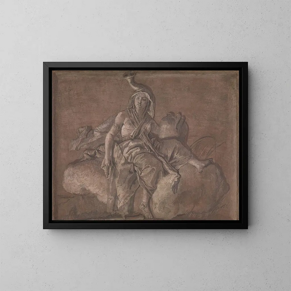 figur allmänbildande som föreställer Afrika - Giovanni Domenico Tiepolo — inramlat konstverk på väggen