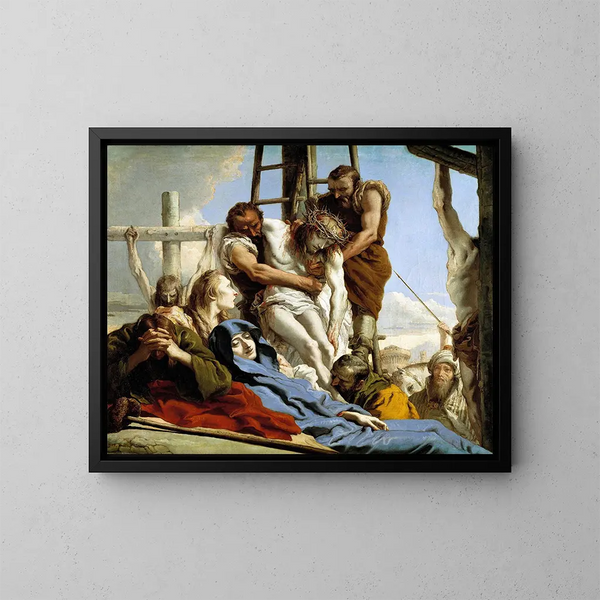 Le Descente de croix - Giovanni Domenico Tiepolo — inramlat konstverk på väggen