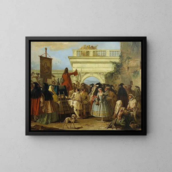Le charlatan - Giovanni Domenico Tiepolo — inramlat konstverk på väggen